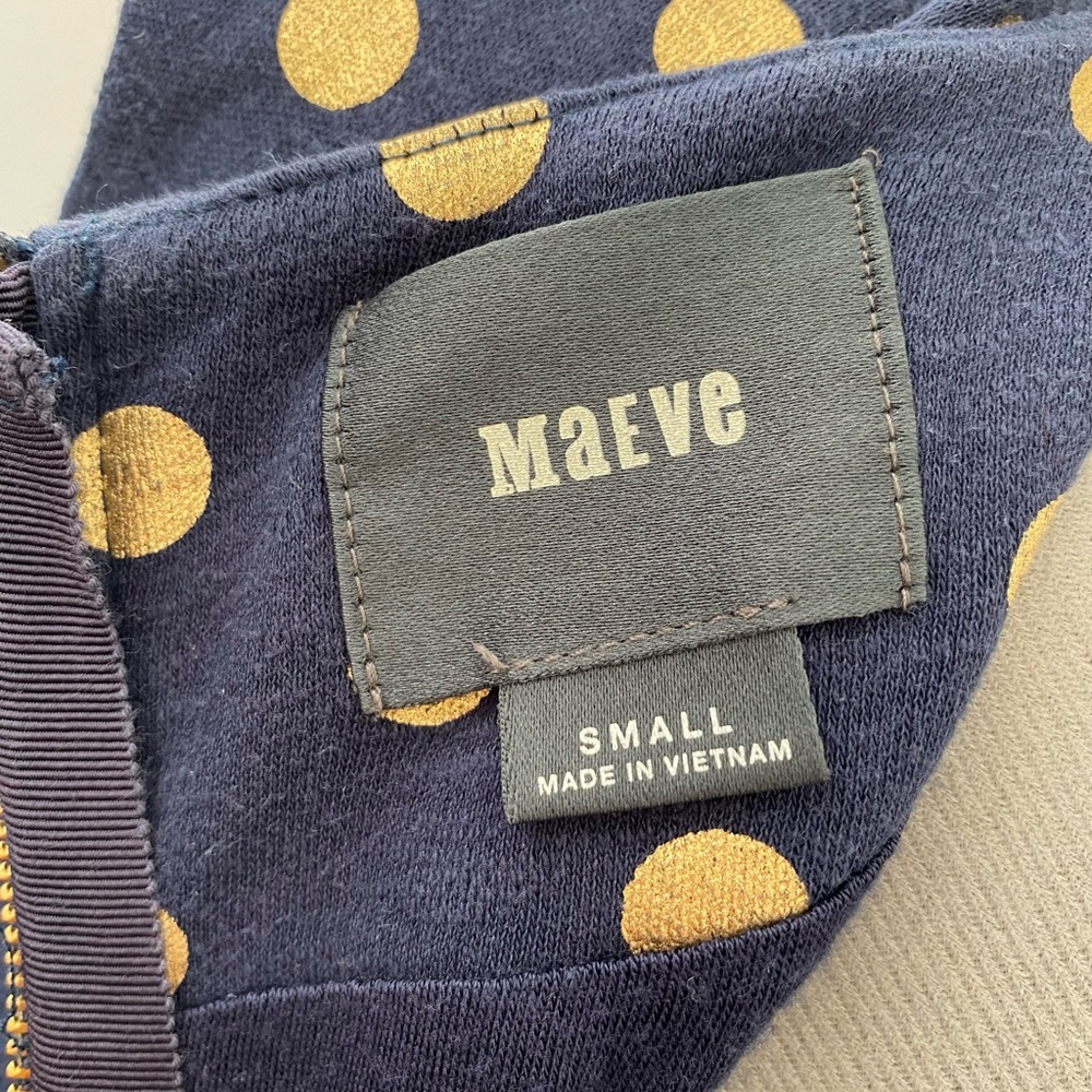 Anthropologie Navy Blue Polka Dot Midi Dress - Picture 9 of 10